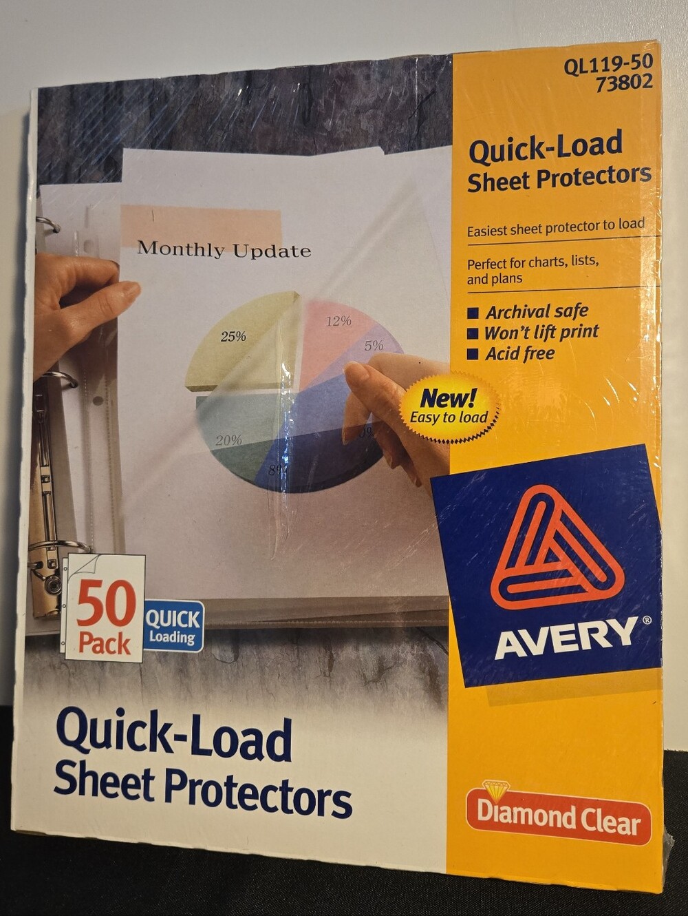 Avery Quick-Load Sheet Protectors 8-1/2" x 11" Diamond Clear 50 Pack